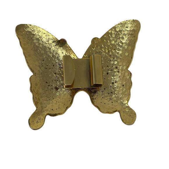 Vintage Cloisonné Butterfly Belt Buckle Only Brass 1980's Add Belt Collectable - Picture 2 of 4